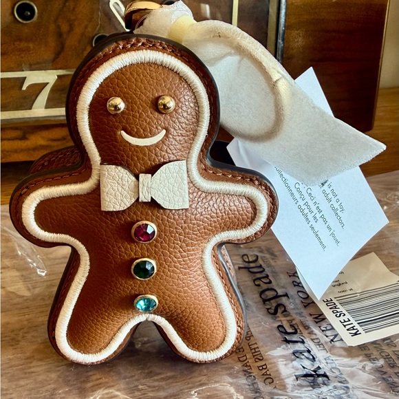 ❤️Authentic NWT Kate Spade Gingerbread Man Leather Bag charm❤️ - Picture 7 of 13